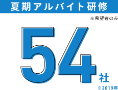 夏期アルバイト研修 ※希望者のみ 54社 ※2019年