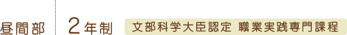 昼間部2年制 文部科学大臣認定 職業実践専門課程