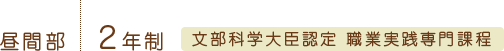 昼間部2年制 文部科学大臣認定 職業実践専門課程